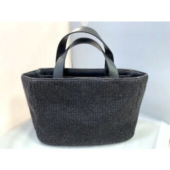 Prada knit calf leather tote bag gray black - Picture 1 of 8